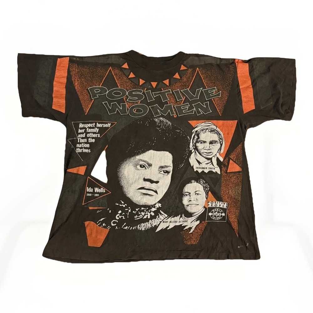VTG 90's Black History Positive Women Ida Wells All Over Print T-Shirt Men's 2XL